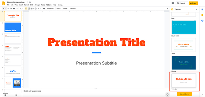 Jak vytvořit prezentaci Google Slides Change Theme