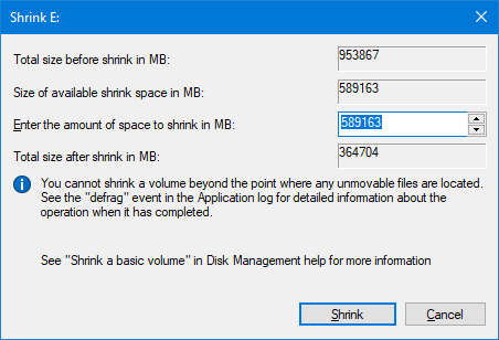 Jak nastavit druhý pevný disk v systému Windows: Zmenšení oddílů