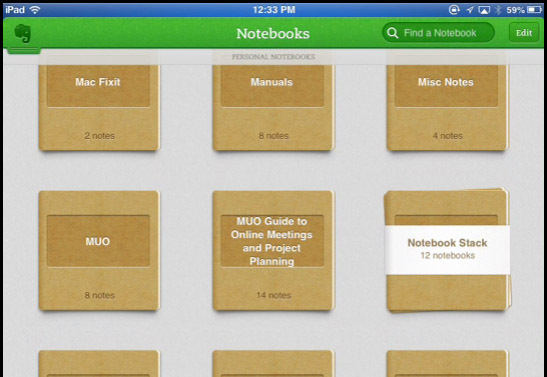 Evernote aplikace ipad