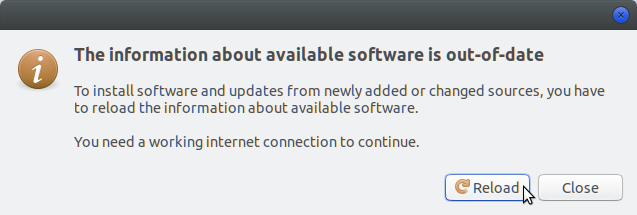 Znovu načtěte informace o dostupném softwaru v Ubuntu 17.10