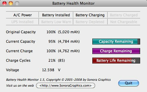 monitor baterie MacBook