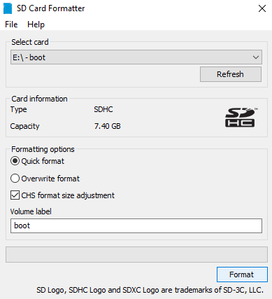 Naformátujte microSD kartu Raspberry Pi