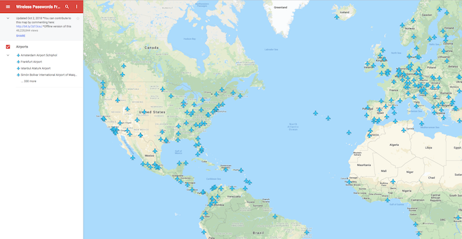 Mapa letiště Wi-Fi