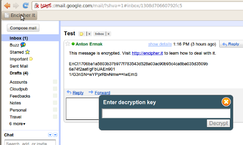 šifrování zpráv Gmailu