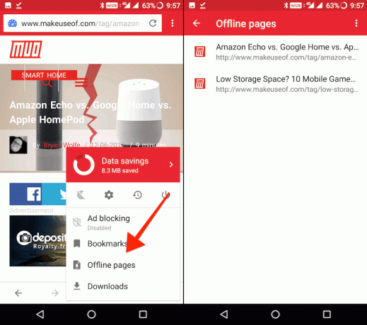 ukládat stránky offline pomocí sekce Opera mini - offline stránky