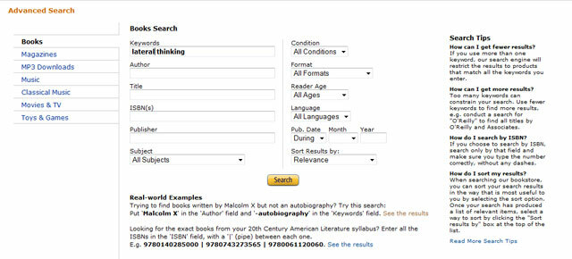 Amazon Advanced Search