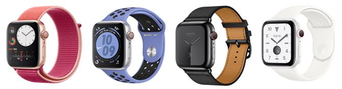 Fotografie různých Apple Watch Series 5 končí