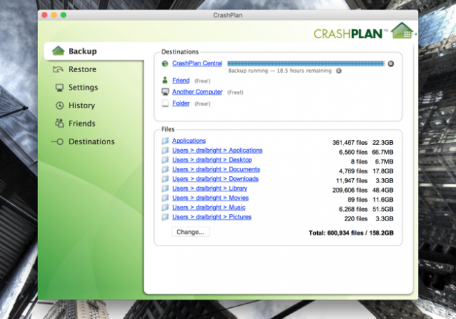 Aplikace Crashplan v systému Mac