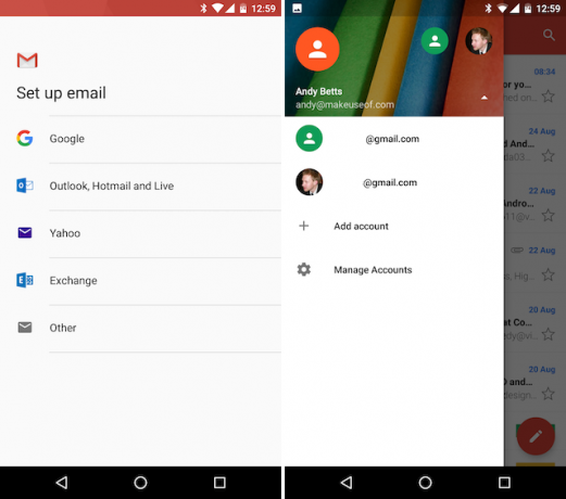 Android Gmail Přidání dalších poštovních účtů