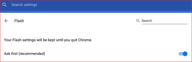 povolte Flash na kartě Nastavení Google Chrome