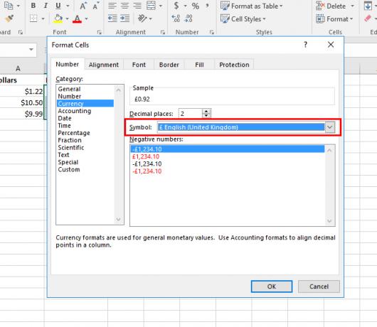 Jak používat různé symboly měny ve specifických buňkách v Excelu Excel 3