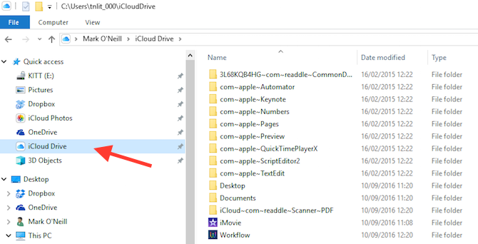 Ovládací panel iCloud ve snímku Průzkumníka souborů systému Windows