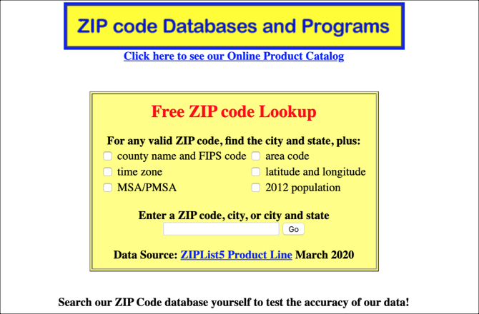 Hlavní stránka Zip Info