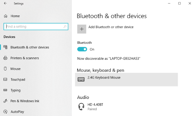 Nastavení Bluetooth Windows 10