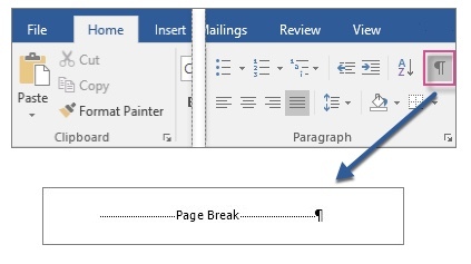 Microsoft Word 2016 - konec stránky