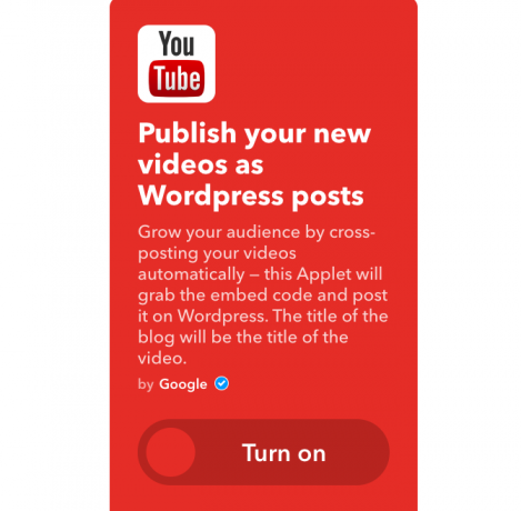 youtube ifttt nová videa jako wordpress příspěvky