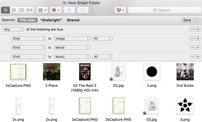 Soubory filmů Mac Smart Folder