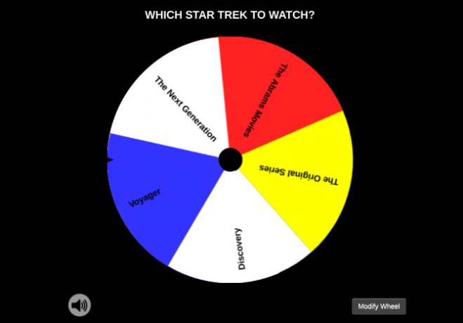 Wheel Decide točí zvykem se všemi vašimi možnostmi výběru náhodného rozhodnutí