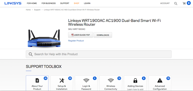 Stránka pro stažení firmwaru Linksys Router