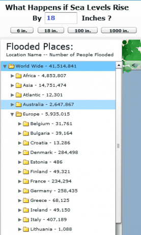 GlobalFloodMap: Interaktivní mapa vzestupu hladiny moře obrázek thumb65