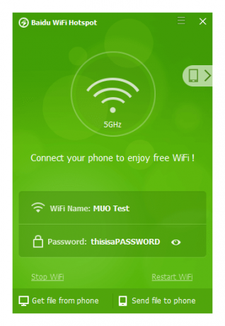 Sdílení připojení 5GHz Baidu Hotspot