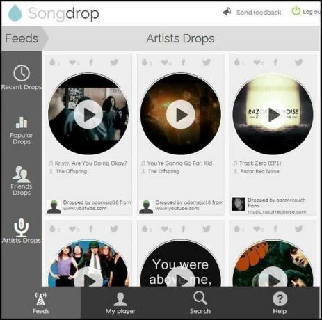 Songdrop: Vaše bezplatná a oblíbená služba ukládání skladeb, o které jste dosud nevěděli, bylo rozhraní Songdrop minimalizováno
