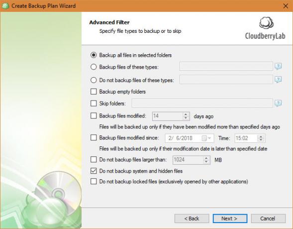 CloudBerry Backup chrání soubory ve Windows, Mac a Linux 09 CloudBerry Backup Advanced Options Options