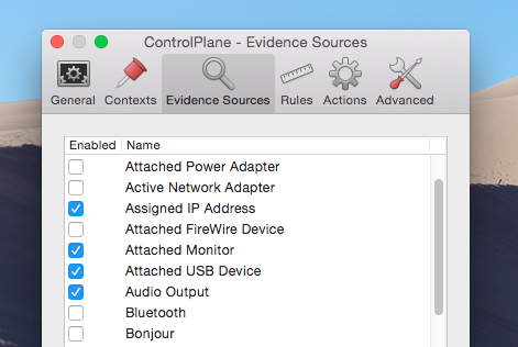 Automatizujte nastavení Mac v závislosti na vaší poloze pomocí zdrojů důkazů ControlPlane Controlplane