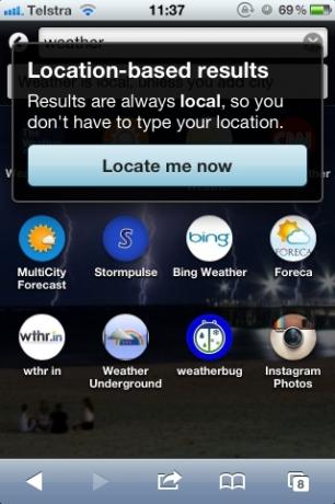 mobilní vyhledávací aplikace