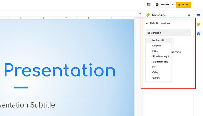 Jak vytvořit prezentaci Google Slides New Transition