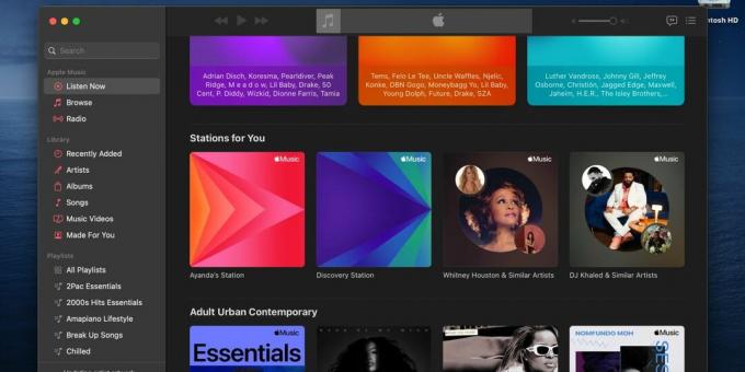 stanice pro vás v desktopové aplikaci Apple Music