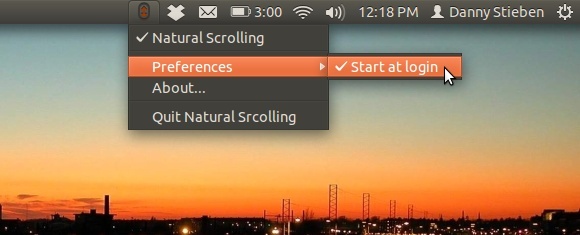 přirozené posouvání ubuntu