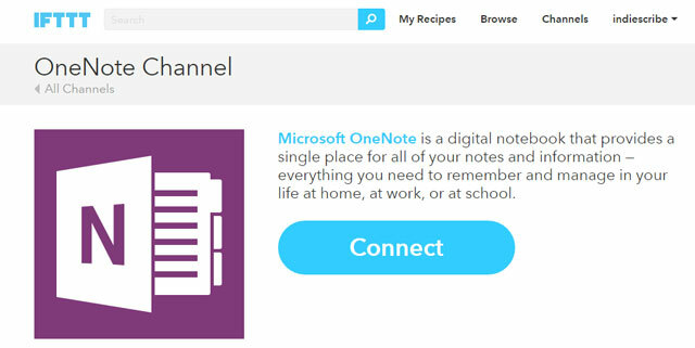 Připojte OneNote k IFTTT