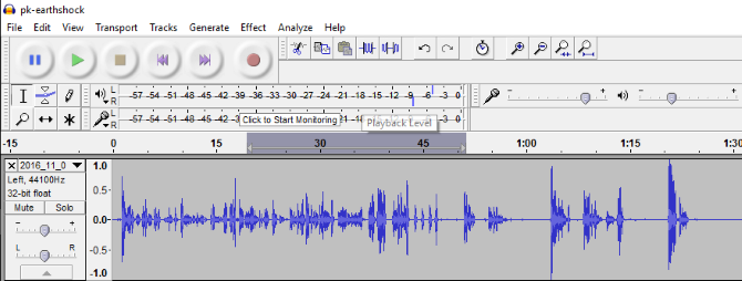 Odstranit šum na pozadí - Časová osa úpravy Audacity