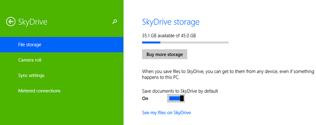 Možnosti úložiště SkyDrive