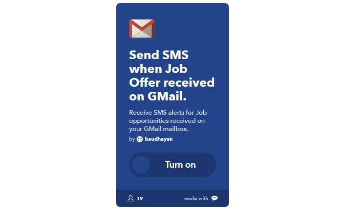 Průvodce Ultimate IFTTT: Používejte nejvýkonnější nástroj na webu jako Pro 27IFTTT TextForJobOffer