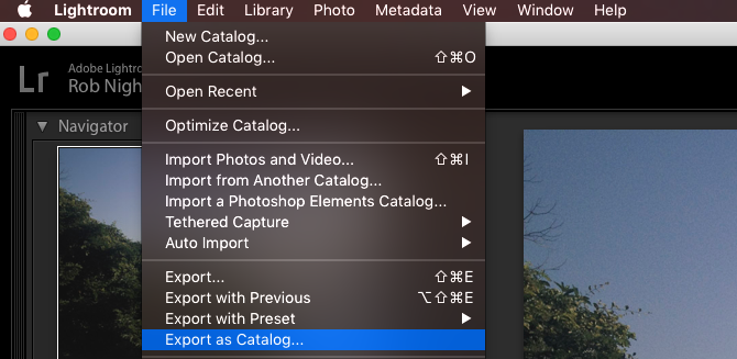 lightroom export jako katalog