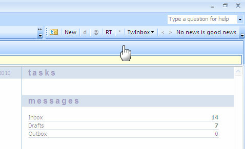 tweet z aplikace Outlook
