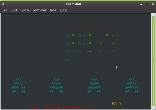 Hrajte hry uvnitř vašeho terminálu Linux ninvaders