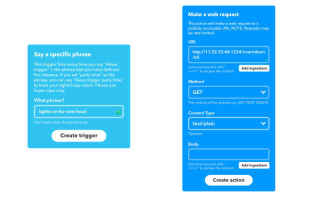 IFTTT Applet pro připojení inteligentních světel k Alexovi