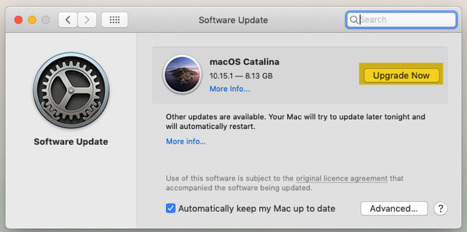 upgrade na MacOS