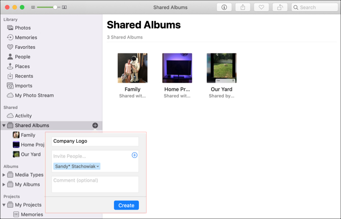 Fotografie Mac Vytvořte sdílené album