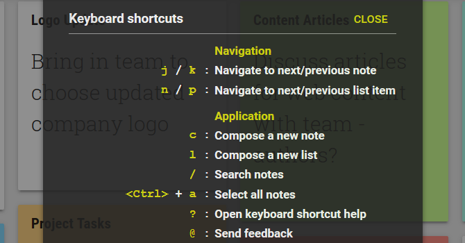 Jak používat Google Keep pro správu jednoduchých projektů GoogleKeepKeyboardShortcuts web