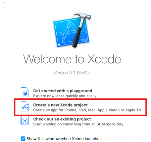 xcode vytvořit projekt