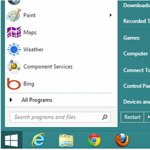 start menu na Windows 8