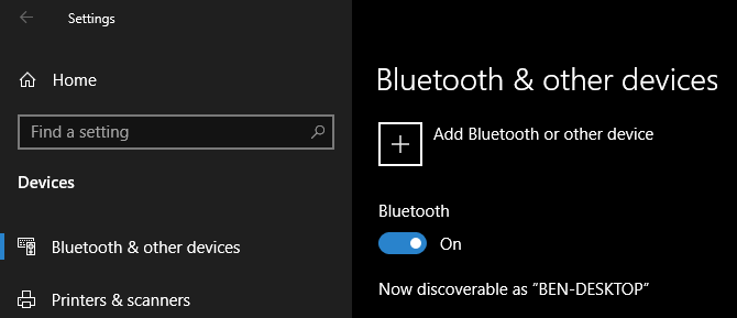 Nastavení Bluetooth v systému Windows 10