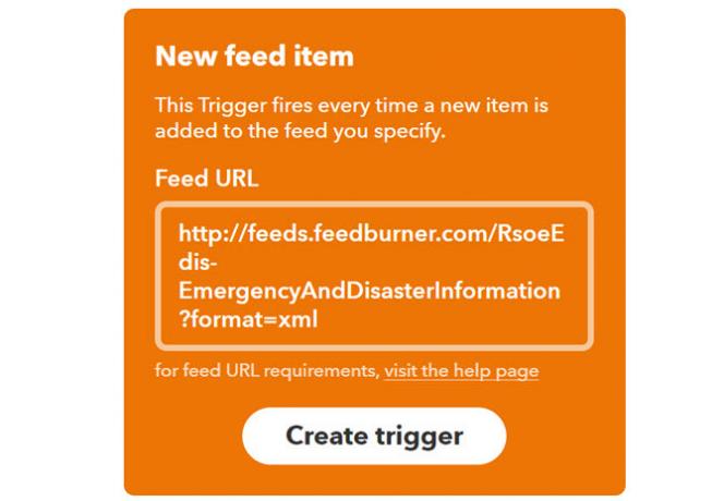 IFTTT Nový RSS Feed Trigger