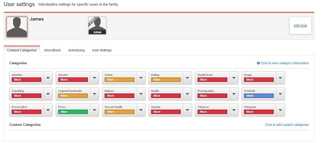 Přehled nastavení Net-Nanny-Settings