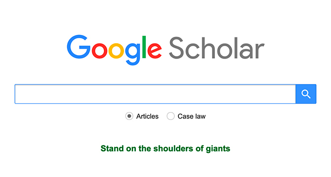 Domovská stránka Google Scholar