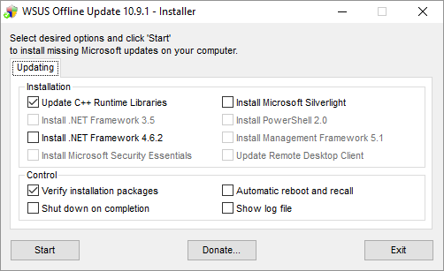 Windows Update nebude fungovat na Windows 7 a 8.1 s novým hardwarem WSUS Offline UpdateInstaller